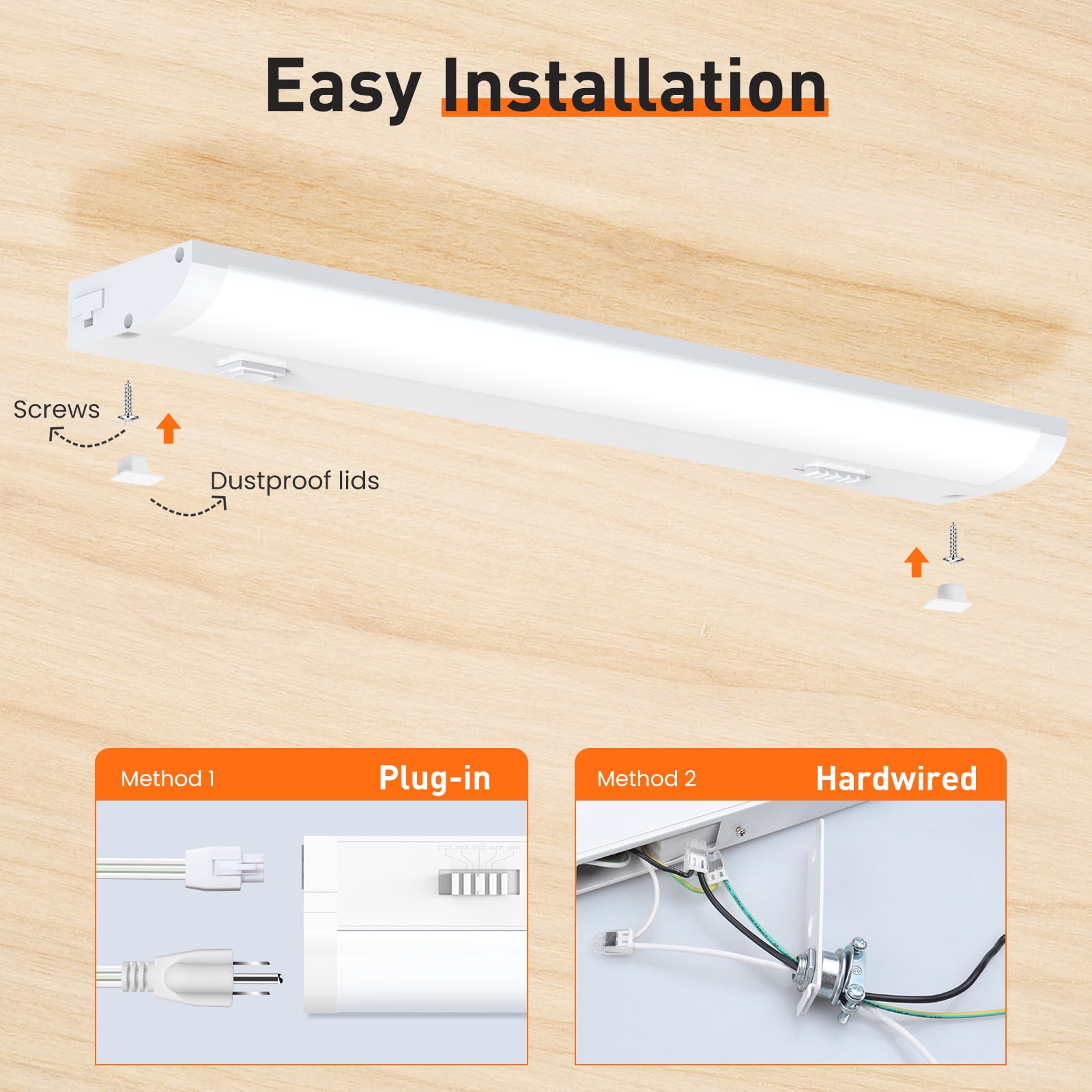 ALUSSO Under Cabinet Lighting 18 inch Dimmble Plug in 5CCT Linkable Hardwired Fixture