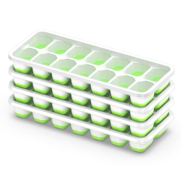 Bandeja para cubitos de hielo CheFaide, 4 paquetes con tapa, 56 cubos duraderos