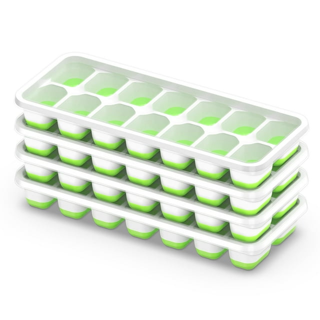 Bandeja para cubitos de hielo CheFaide, 4 paquetes con tapa, 56 cubos duraderos