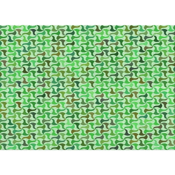 Ahgly Company Indoor Rectangle Patterned Dark Lime Green Area Rugs, 6' x 9'