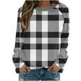 thumbnail image 7 of NTACZA Crewneck Women's Tops Black Plus Size Plaid Sweatshirts Long Sleeve Loose Soft Shirts Fall Shirts for Women S, 7 of 7