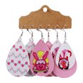 thumbnail image 1 of Easter Theme Rabbit Egg Carrot Set Leather Earrings Jewelry, 1 of 9