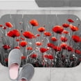 thumbnail image 6 of 1pc Red Poppies in Grey Absorbent Non-Slip Bathroom Thickened Flannel Rug Decor,Soft,Quick Drying,Suitable For Indoor/outdoor Use,Bathrooms,Bedrooms,Kitchens,Terrace,Laundry Rooms,16"x24", 6 of 9