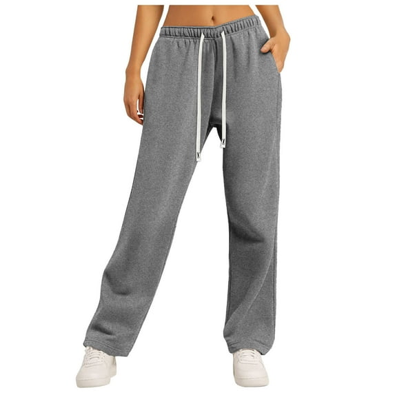 GEWSEY Women's Sweatpants Straight Leg High Waist Casual Drawstring Sweat Pants Workout Athletic Joggers with Pockets Grey, 3XL
