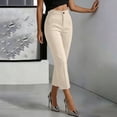 thumbnail image 5 of ClodeEU Women's High Waist Stretch Capri Pants,Slim Fit Solid Color Cropped Pants with Pockets Beige,Women's Plus L, 5 of 7