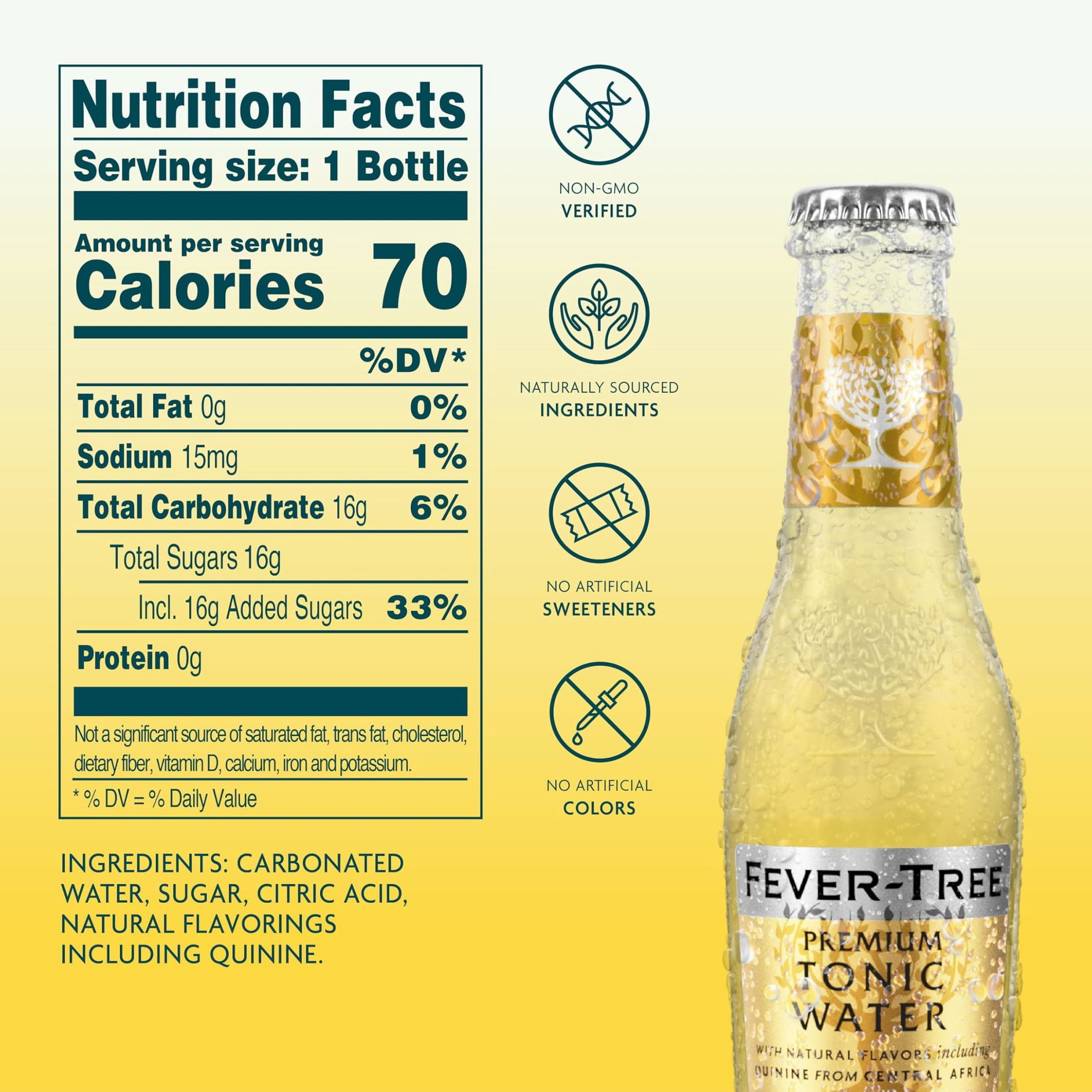 Fever-Tree Premium Tonic, 4 Pack, 200 ML Glass Bottles, 0% ABV