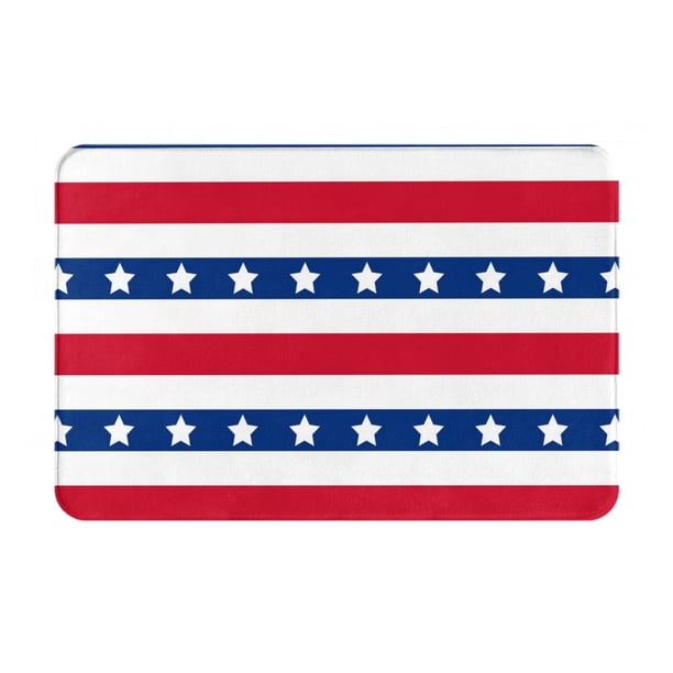Balery American Patriotic Stars And Stripes Felpudo de franela, resistente a las manchas y a la decoloración, para uso interior y exterior, fácil de limpiar, 40 x 60 cm