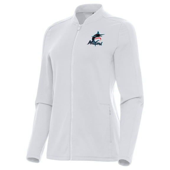 Women's Antigua White Miami Marlins Continual Full-Zip Jacket