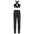 thumbnail image 2 of Hansber Kids Girls 2PCS Gymnastic Yoga Workout Outfit Sleeveless Criss Cross Crop Top with Legging A Black 6, 2 of 5