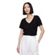 thumbnail image 1 of Camiseta Shirt GAP con cuello en V favorita para mujer, color negro verdadero, L, 1 of 1