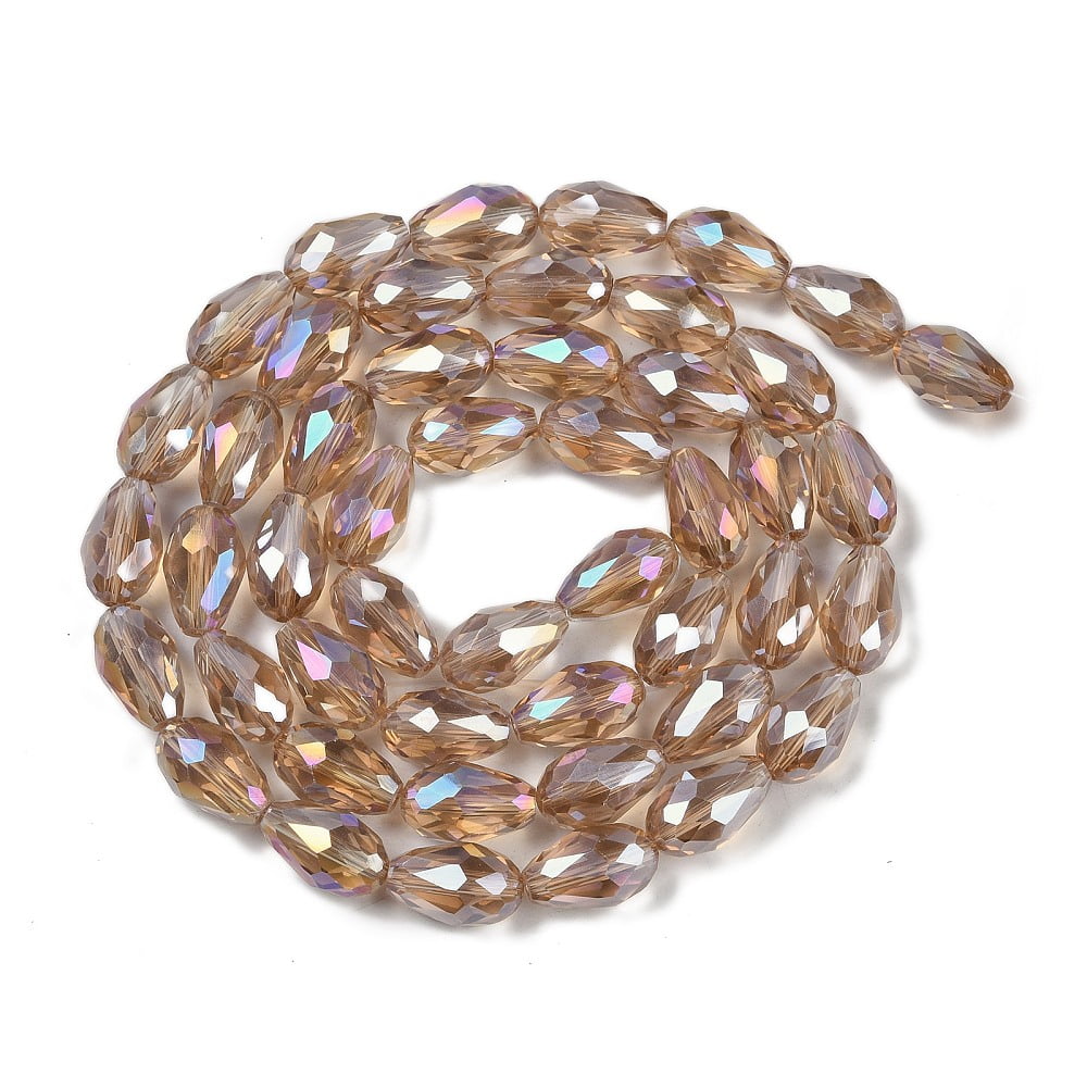 Transparent Electroplate Glass Beads Strands AB Color Plated Faceted Teardrop Camel 11.5x8mm Hole: 1.2mm about 55~57pcs/strand 25.59''(65cm)