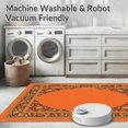 thumbnail image 5 of ODIKA 2'x3' Machine Washable Non-Slip Area Rug, Mehendi Dreamcatcher with Floral Scrollwork and Festive Accents High Traffic Rug, Orange, 709607, 5 of 5