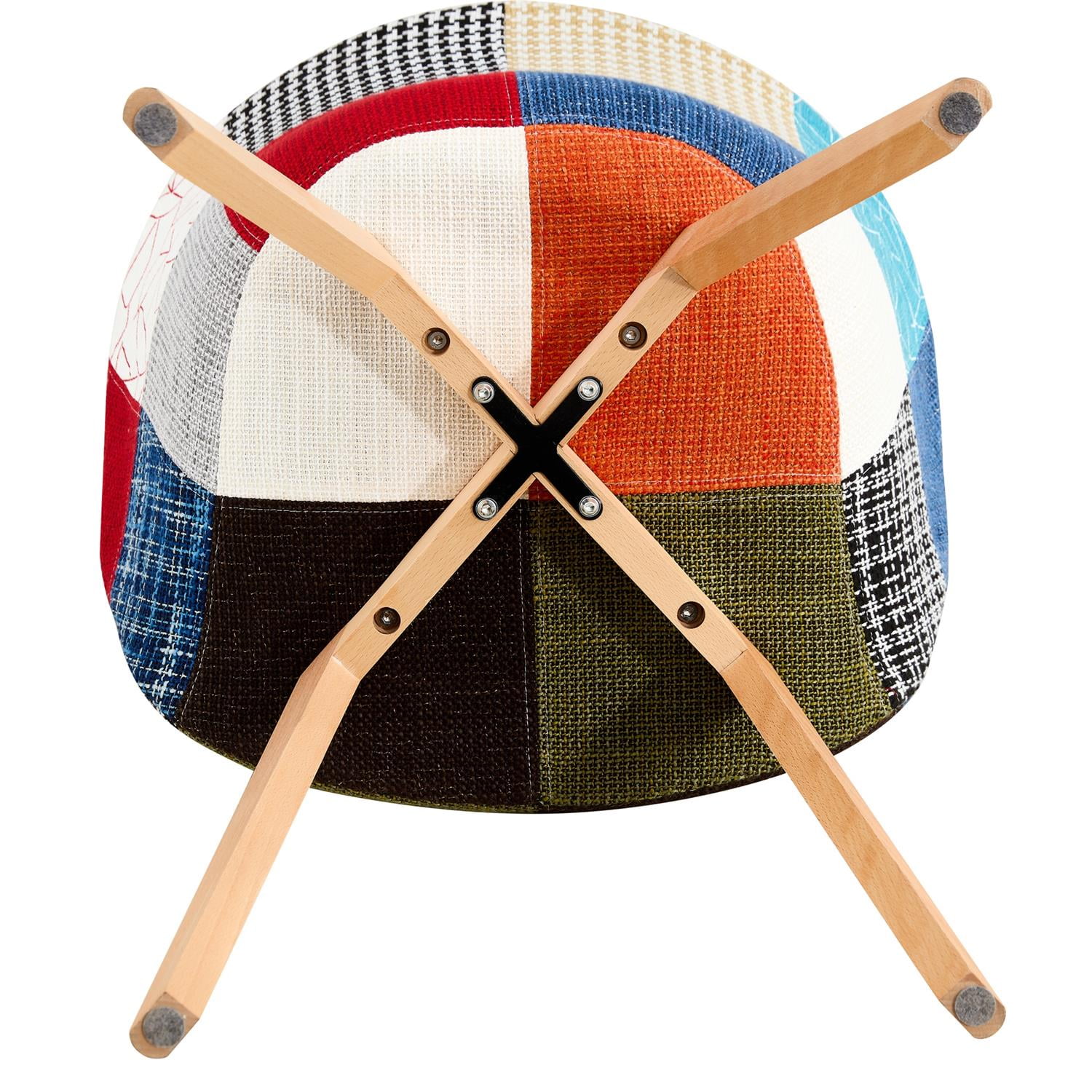 Resenkos Set for 2 Modern Patchwork Upholstered Dining Chairs, Club Guest Accent Arm Chair with Wood Legs, Multicolor Fabric Resenkos Set for 2 Modern Patchwork Upholstered Dining Chairs, Club Guest Accent Arm Chair with Wood Legs, Multicolor Fabric