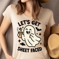 thumbnail image 4 of Let’s Get Sheet Faced Ghost Graphic Tee | Funny Cute T-Shirt for Women, Navy, Size 3XL, 4 of 6