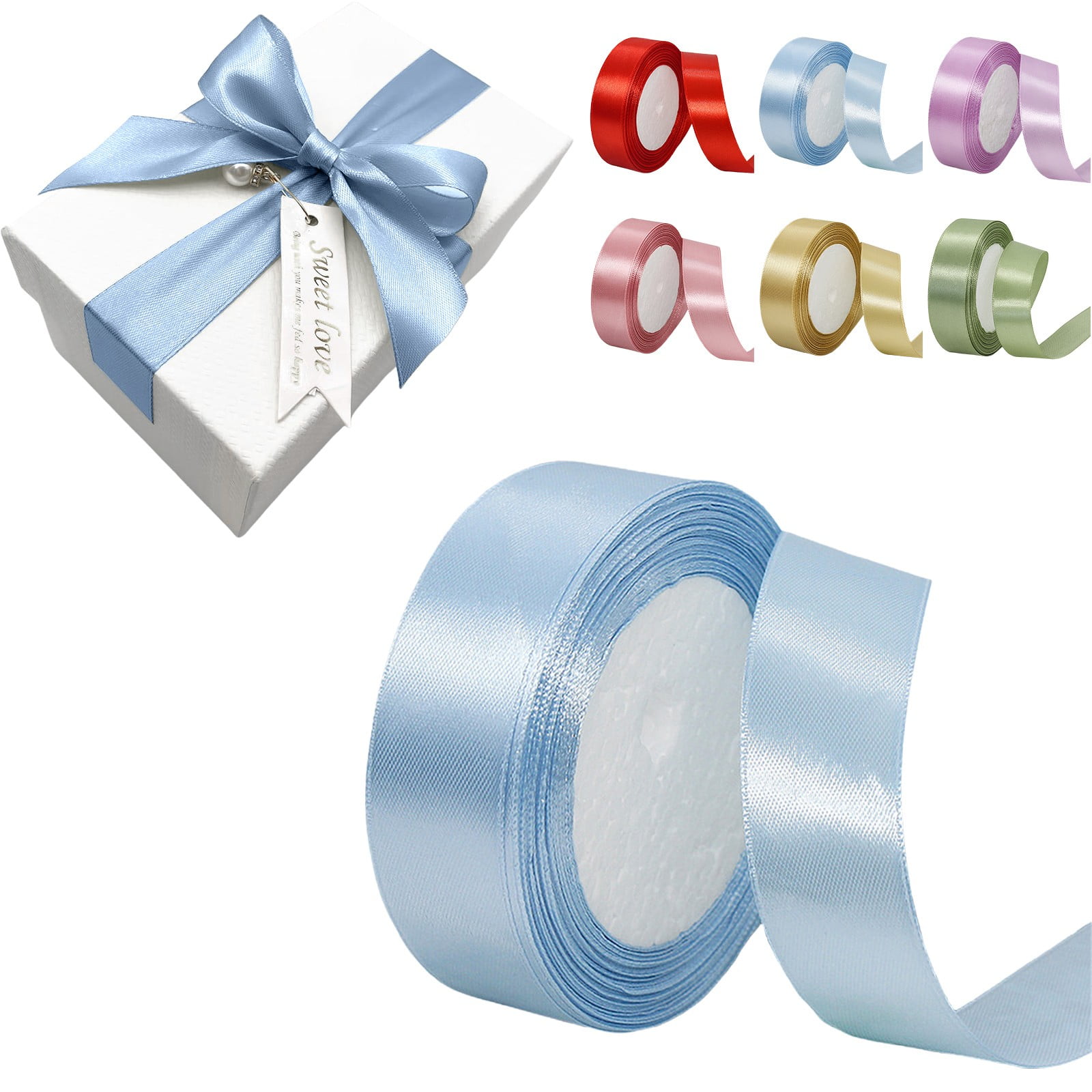Satin Ribbon for DIY Art Crafts, Christmas Gift Wrapping 1 inch x 24 Yards Ribbon for Flower Bouquet, Hair Bows Making, Wreaths, Special Party Decoration, Sewing Projects, 1Pc(Pink,866x1")