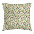 thumbnail image 1 of Dutch Throw Pillow Cushion Cover, Floral Arrangement with Colorful Doodle Blooming Tulips on Pale Green Background, Decorative Square Accent Pillow Case, 18 X 18 Inches, Multicolor, by Ambesonne, 1 of 2