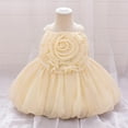 thumbnail image 2 of THDHVS Flower Girl Dress,Baby Girl Sleeveless Dress with Oversized Flowers and Tiered Skirt for Special Event and Pageant,Girls' Dresses Yellow, 2 of 10