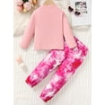 thumbnail image 4 of Girls' Cute Queen Letter Print Long Sleeve Top & Tie-Dye Pants Set 2Pcs Clothing Toddler To Big Kid Fall Winter, 4 of 10