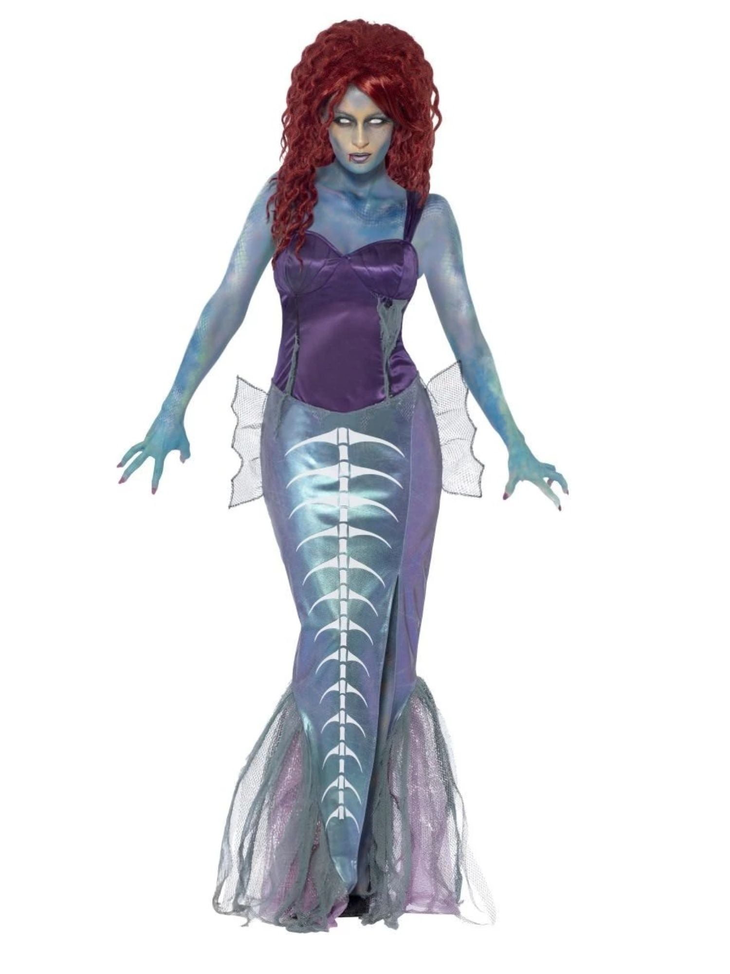 Femme Femmes Zombie Mermaid Sea Creature Halloween Fancy Dress Costume Outfit 