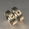 thumbnail image 2 of Handmade Titanium Steel Couple Rings for Men and Women, Sun and Moon Pattern, Affordable Luxury Style, Matching Promise Rings, 2 of 7