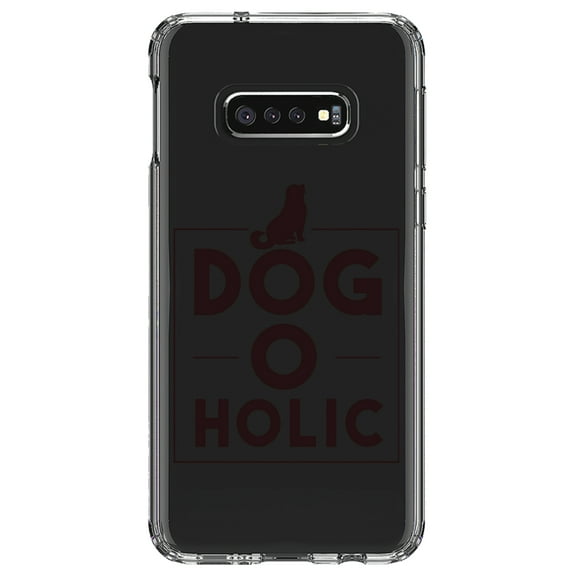 DistinctInk Clear Shockproof Hybrid Case for Samsung Galaxy S10e (5.8" Screen) - TPU Bumper Acrylic Back Tempered Glass Screen Protector - Dog O Holic - Dogoholic