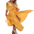 thumbnail image 2 of Women‘s Summer Split Maxi Dress Off Shoulder Deep V Neck Solid Color Mid Sleeve Loose Evening Party Dress, 2 of 6