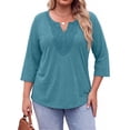 thumbnail image 4 of Fantaslook 3/4 Sleeve Womens Plus Size Tops V Neck Lace Blouses Casual Tunic Shirts, 4 of 9
