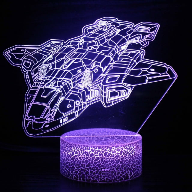 Luz nocturna LED 3D para naves espaciales que cambian de color para niños