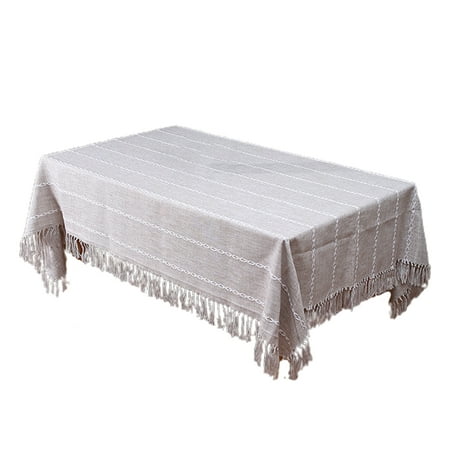 

Wanwan Exquisite Dinning Cover Anti-scratch Flax Elegant Tassel Table Linen Cloth for Home