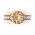 thumbnail image 2 of Clara Pucci 14K Rose Gold 3.39 Synthetic Yellow Moissanite Engraveable Engagement Ring + Wedding Band Set, 2 of 7
