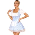 thumbnail image 4 of Delantal con volantes y cordones frontales para mujer, vestido de sirvienta a cuadros, disfraz de sirvienta para fiesta de disfraces, vestido de Halloween Miss Muffet, 4 of 5