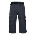 thumbnail image 3 of VNKIDY Men's Cargo Pants Solid Color Cotton Three Quarter Sweatpants With Multiple Pockets Loose Fit Elastic Waisted Cargo Pants Soft Pants, 3 of 8