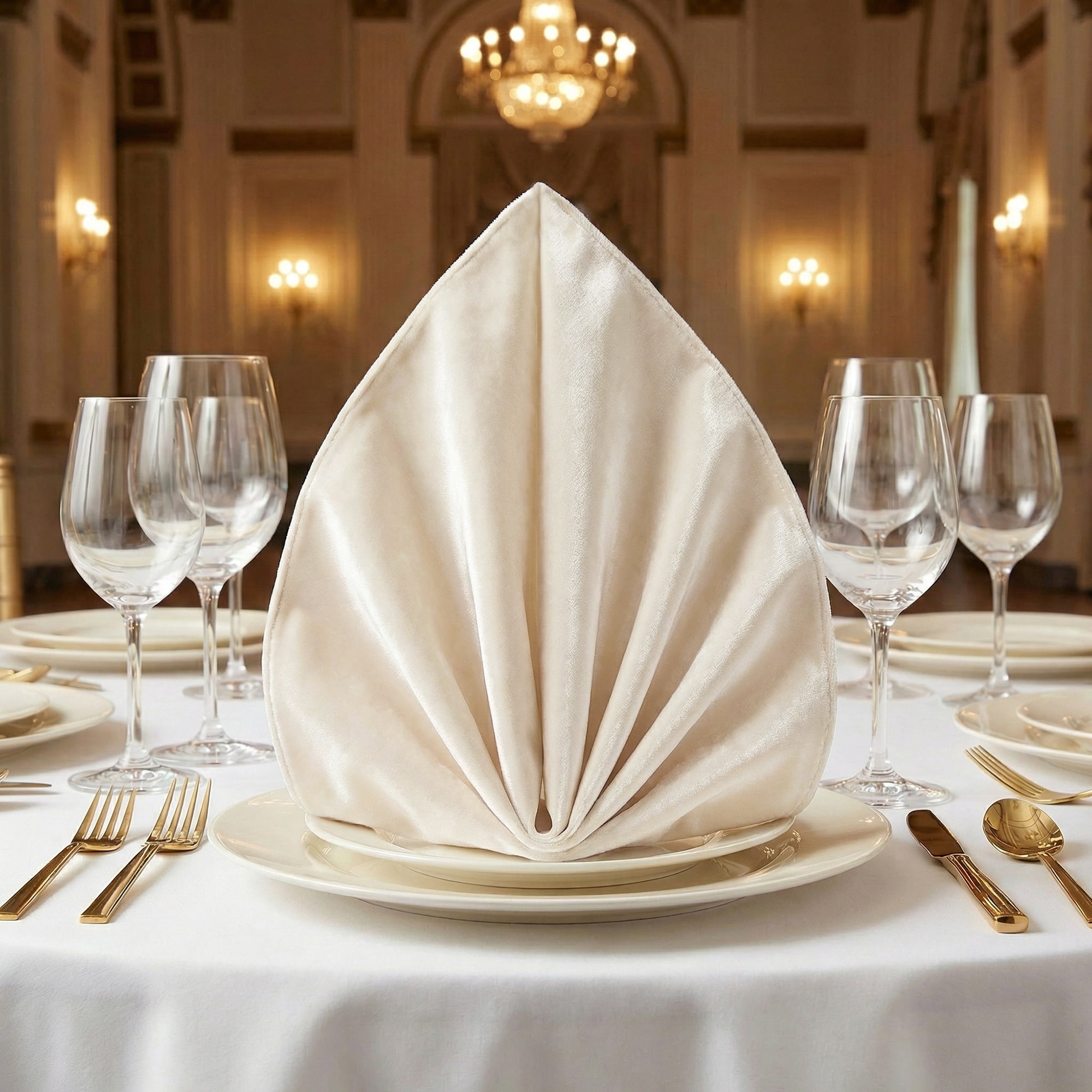 Unique Bargains 12 Pack Soft Durable Velvet Cloth Napkins for Parties Beige 18"x18"
