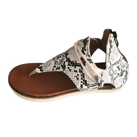 

TOYFUNNY Women S Ladies Casual Posh Vintage Leopard Flip Flop Comfy Sandals Zipper Shoes