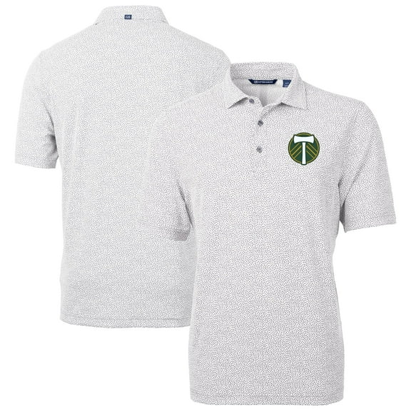 Men's-Cutter & Buck  Gray Portland Timbers Virtue Eco Pique Botanical Print Recycled Polo