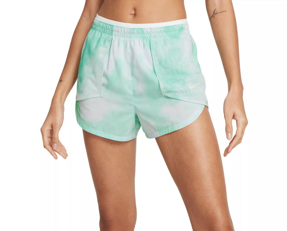 Nike Women's Luxe Icon Clash Running Shorts (Green Glow, Small) -
