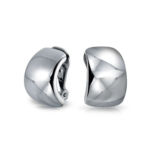 Bling Jewelry Womens Simple Shrimp Style Half Hoop Clip On Earrings Non Pierced Silver Gold Plated