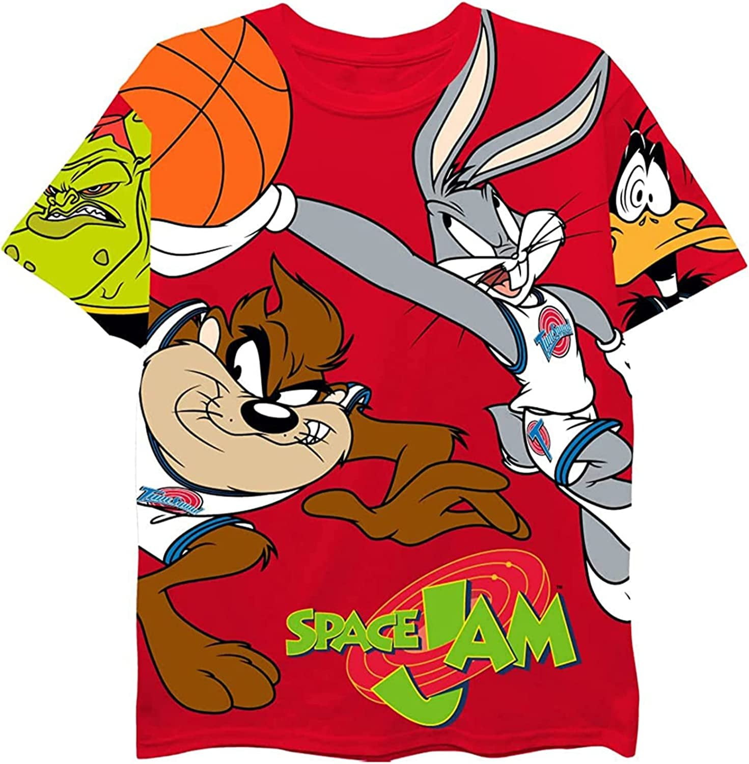 space jam Boys Movie Shirt - Tune Squad Marvin & Bugs Bunny Tee Oversize  Print T-Shirt Red, 10/12 - Walmart.com