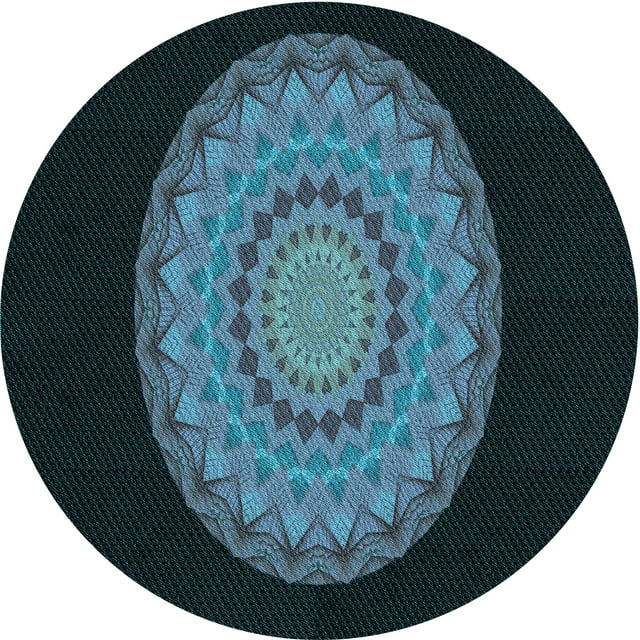 Ahgly Company Tapis Rond Lavable en Machine Intérieur Transitionnel Bleu Glacier, 8 Pieds Rond