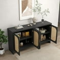 thumbnail image 5 of Rattan Sideboard Buffet Cabinet Kitchen Storage Cabinet, Adjustable Shelves, Black, 5 of 9