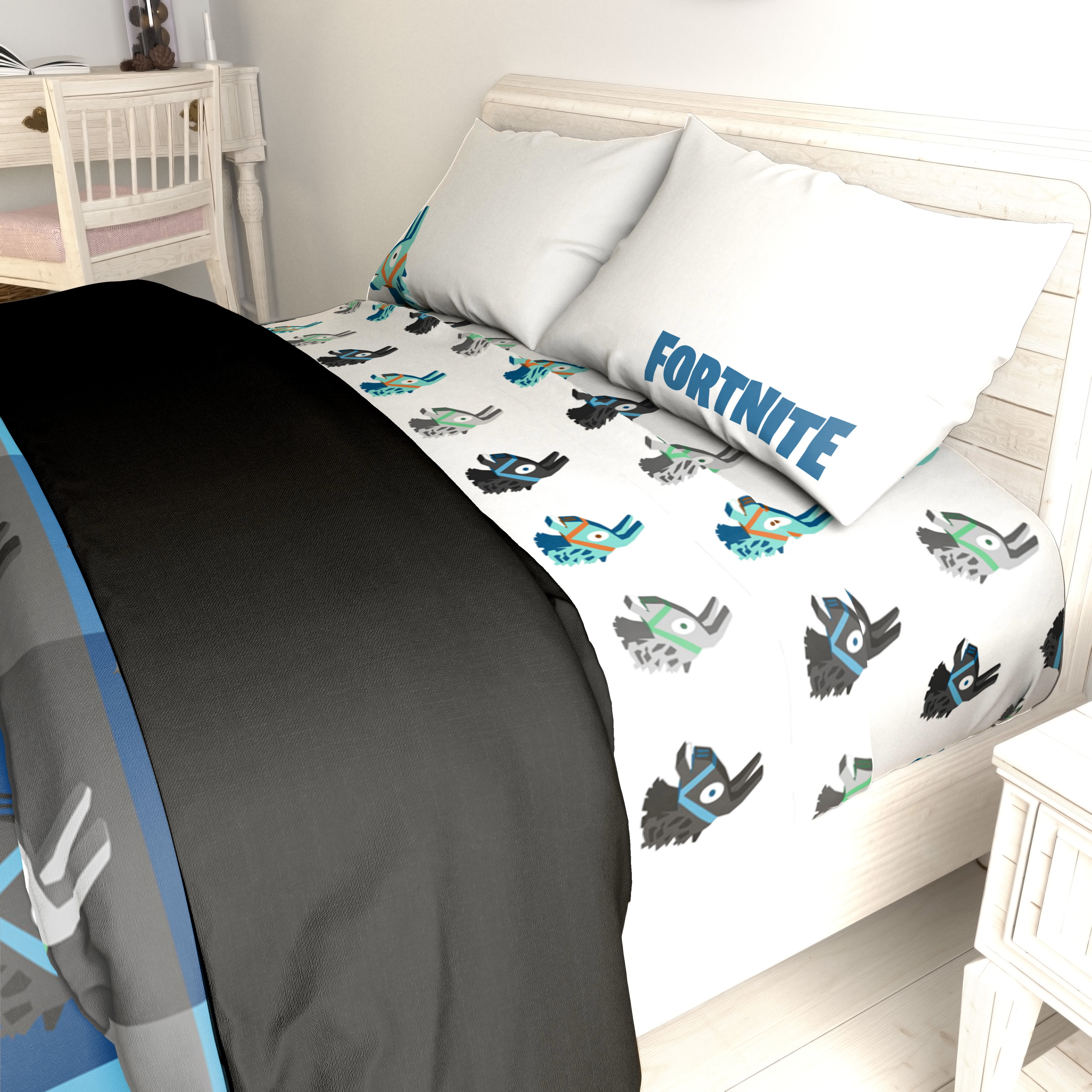 Fortnite Llama Warhol Blue Bed Sheet, Llama Twin Bedding
