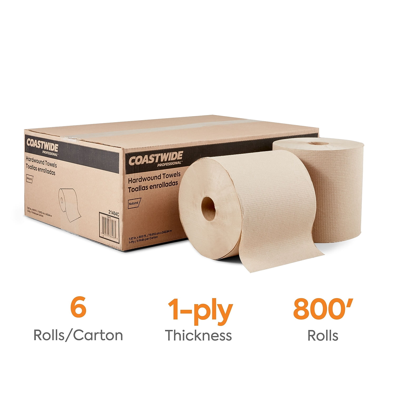 Staples Coastwide Professional Recycled Hardwound Paper Towels 1-ply 800 ft./Roll 12/Carton