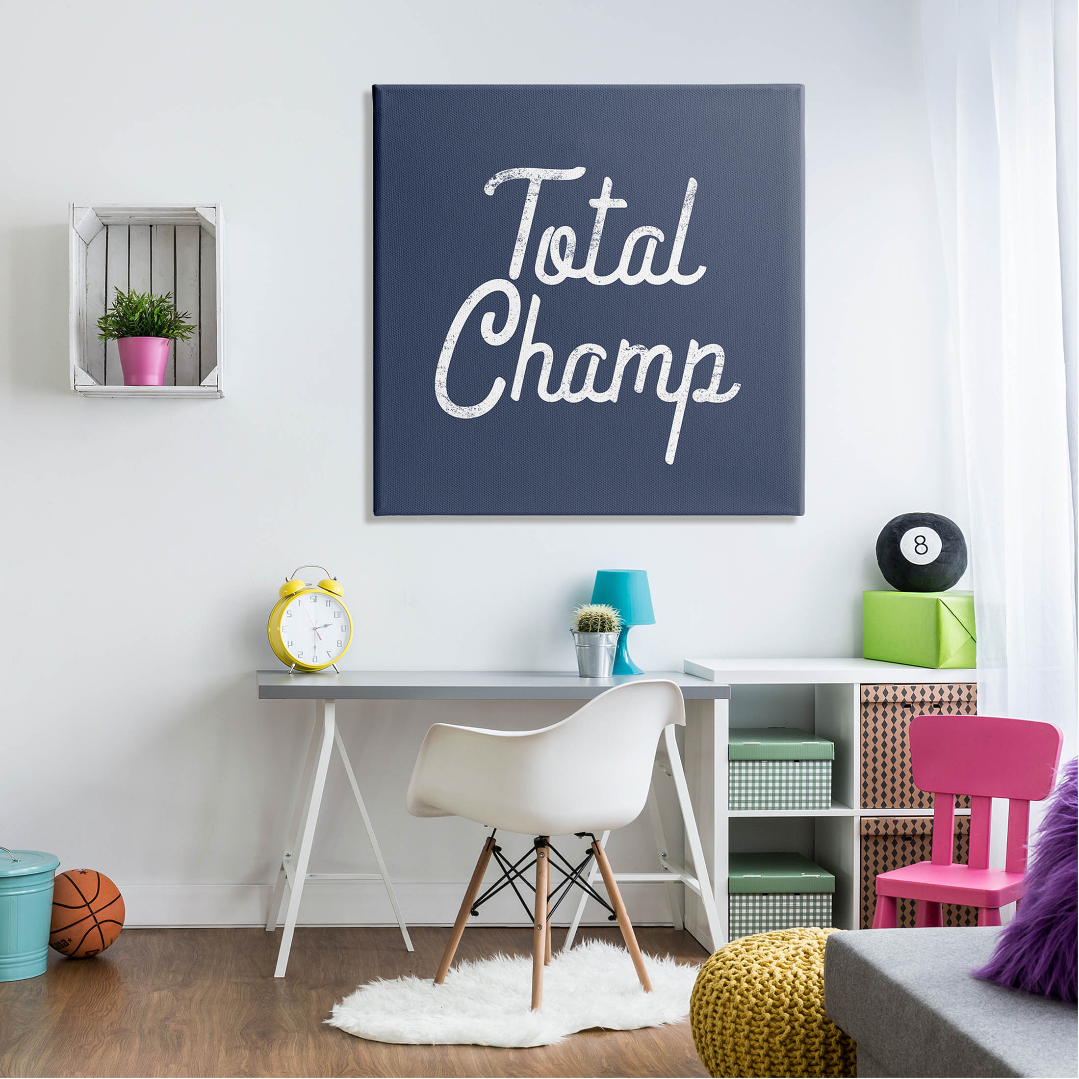Stupell Industries Total Champ Vintage Phrase Graphic Art Gallery Wrapped Canvas Print Wall Art, Design by Lil' Rue