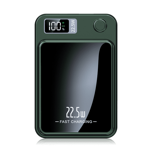 2025 New Version, 10000mAh Magnetic Wireless Power Bank, 22.5W Fast Charging with LED Digital Display, Compatible with Wireless and Wired Charging, USB -C Battery Pack for Quick Charging, Green