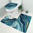 thumbnail image 2 of Blue Gold Marble Pattern Bathroom Rugs Sets 3 Piece,Toilet Cover Set,Absorbent Non Slip Bathroom Mats Sets with U-Shaped Contour Rug Toilet Rug Set, 2 of 5