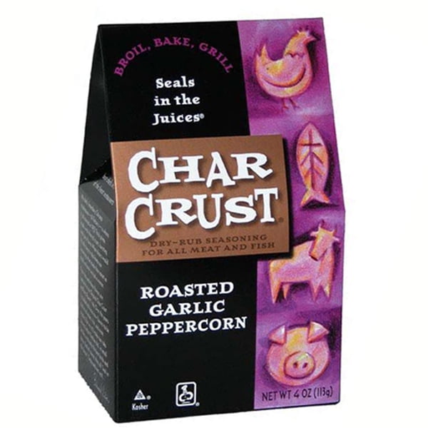 Char Crust Roasted Garlic Peppercorn Dry-Rub Seasoning 4 oz Boxes by