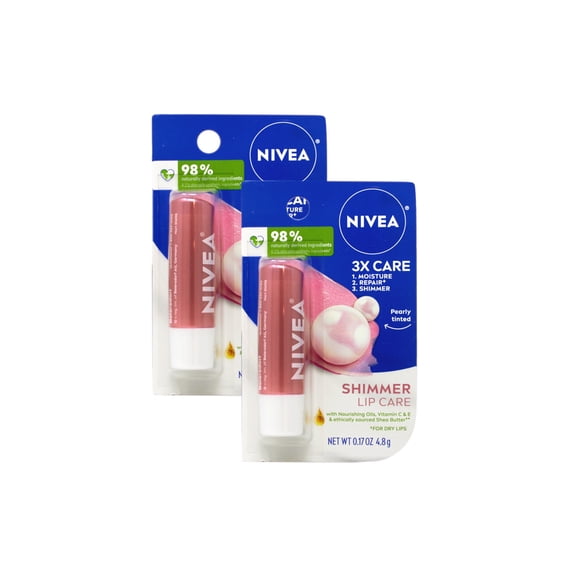 NIVEA A Kiss of Shimmer Radiant Lip Care 0.17 oz (Pack of 2)