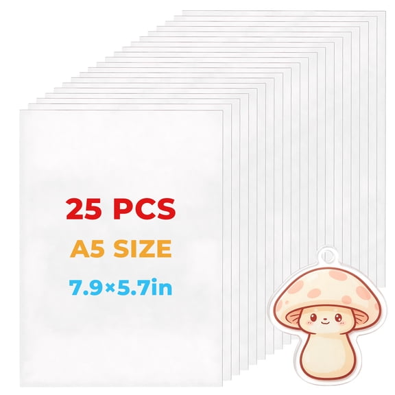25 PCS Shrinky Dink Sheets, Shrinky Dinks for DIY Crafts, Semi-Transparent Shrink Art Sheets 7.87×5.71 in