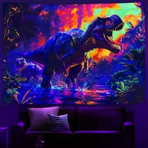 Dinosaur Blacklight Tapestry, Kids Dinosaur Posters Tapestry for Boys Room Wall Decor, UV Trippy Tapestry, Cool Dinosaur Jungle Forest Art Tapestry for Bedroom Living Room Dorm Room,60X40IN