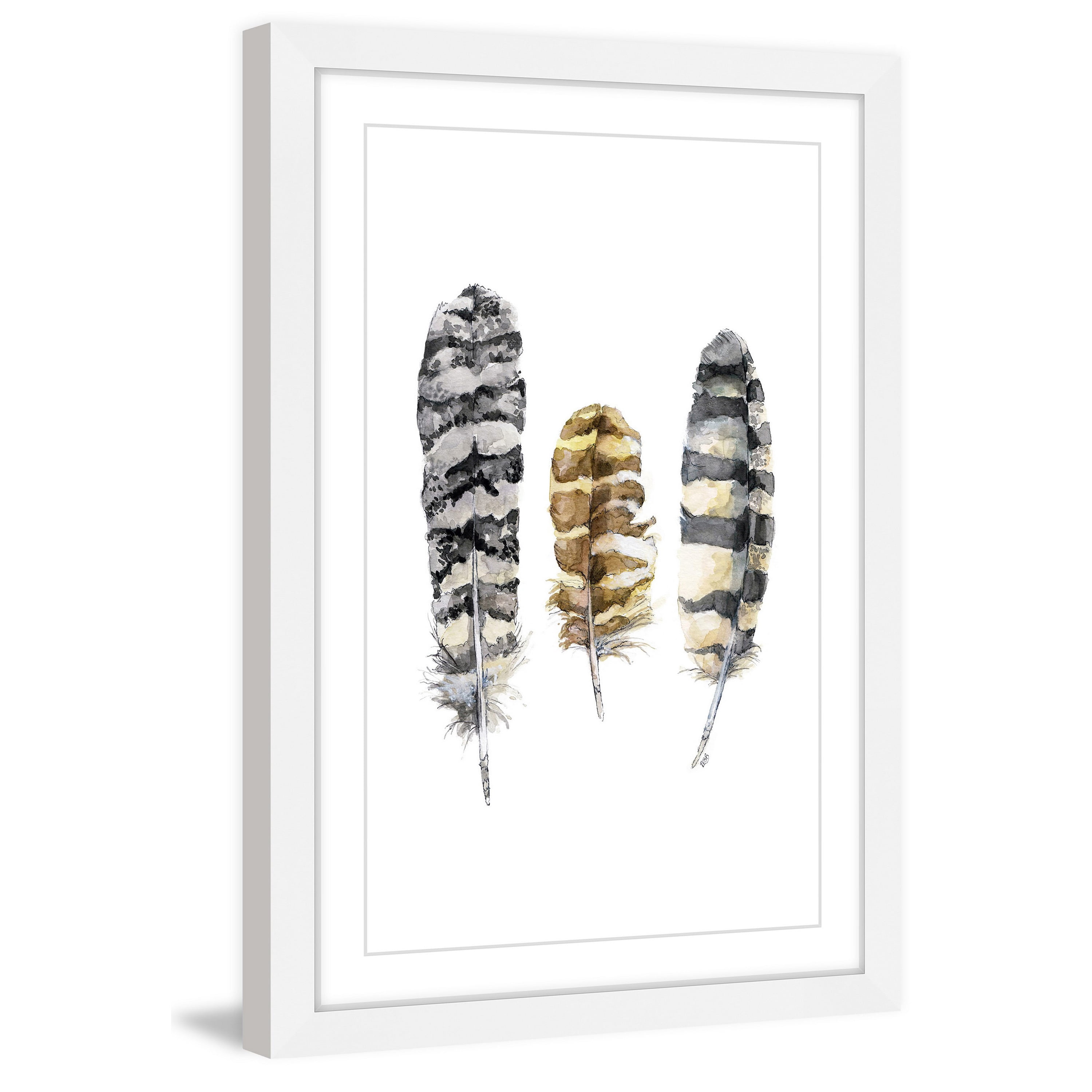Marmont Hill "Owl Feathers" by Rachel Byler Framed Painting Print